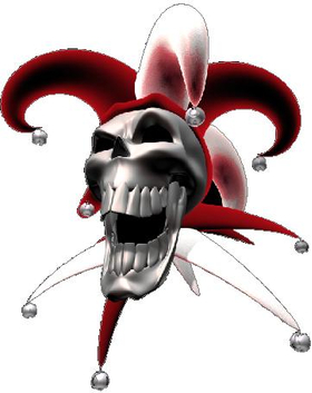 Red Jester Skull Decal / Sticker