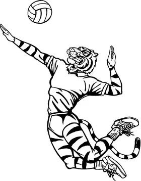 Tigers Volleyball Mascot Decal / Sticker