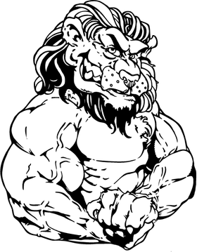 Lions Weightlifting Mascot Decal / Sticker 00