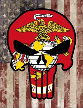 Marines and American Flag Punisher Decal / Sticker 10