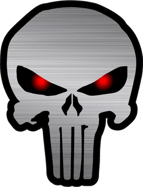 BRUSHED ALUMINUM RED EYE PUNISHER DECAL / STICKER 21