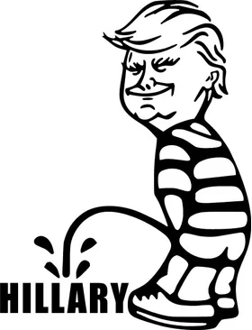 Z1 Donald Trump Peeing On Hillary Decal / Sticker 04