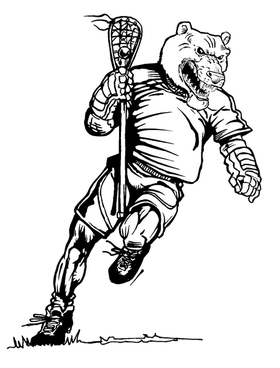 Lacrosse Bear Mascot Decal / Sticker 2