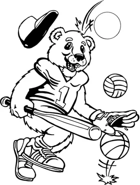 Sports Bear Mascot Decal / Sticker