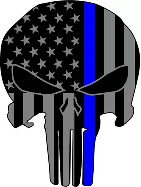 Thin Blue Line American Flag Punisher Decal / Sticker 68