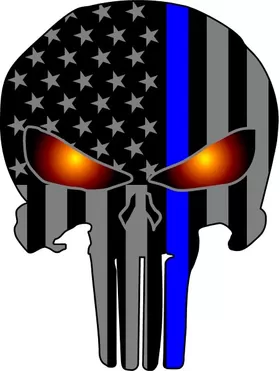 Thin Blue Line American Flag Punisher Decal / Sticker 82