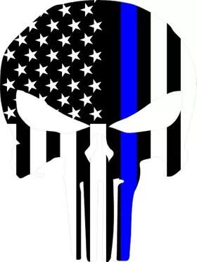 Thin Blue Line American Flag Punisher Decal / Sticker 67