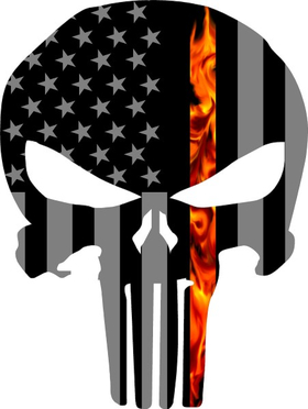 Thin Red Line True Fire American Flag Punisher Decal / Sticker 76