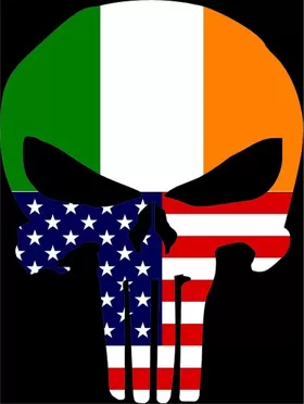 Irish American Flag Punisher Decal / Sticker 98