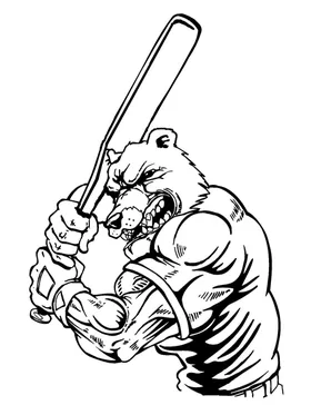 Baseball Batting Bear Mascot Decal / Sticker