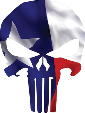 Texas Flag Punisher Decal / Sticker 107