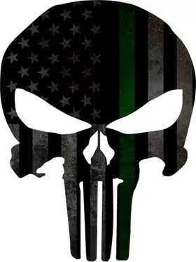 Distressed Thin Green Line American Flag Punisher Decal / Sticker 110
