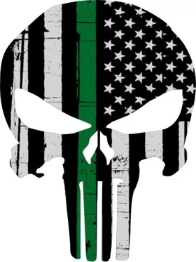 Thin Green Line American Flag Punisher Decal / Sticker 112