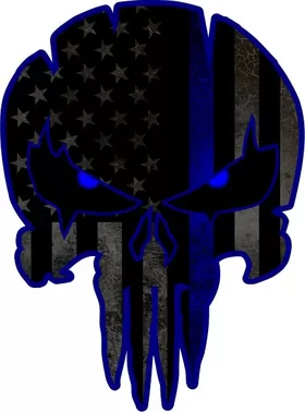 Thin Blue Line American Flag Punisher Decal / Sticker 141
