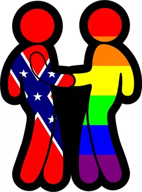 z Confederate Flag and LGBT Flag Shaking Hands Decal / Sticker 03