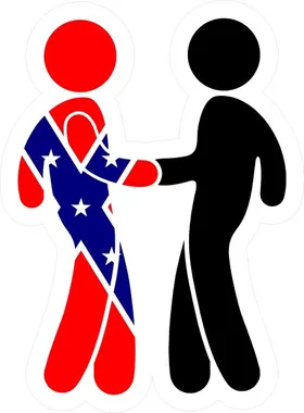 z Confederate Flag and Black Man Shaking Hands Decal / Sticker 08