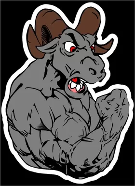 Weightlifting Rams Mascot Decal / Sticker 1