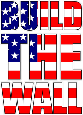 Build The Wall American Flag Decal / Sticker 05