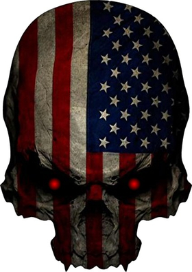 American Flag Skull Decal / Sticker 02