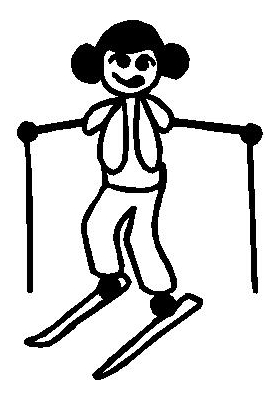 Snow Ski Stick Figure Decal / Sticker 01