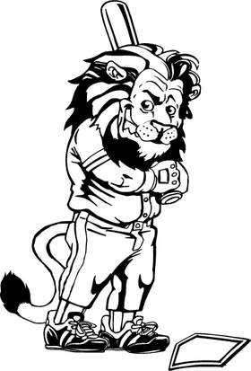 Lions Baseball Mascot Decal / Sticker
