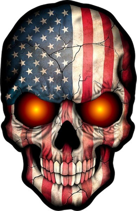 American Flag Skull Decal / Sticker With Glowing Eyes 07