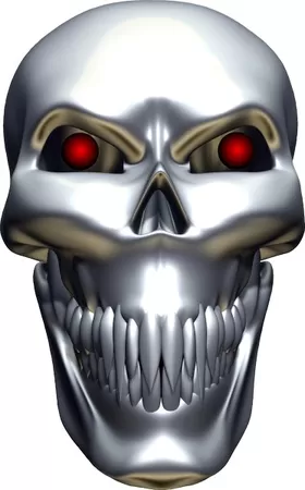 3D Chrome Skull Decal / Sticker 06
