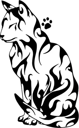 Tribal Cat Decal / Sticker 01