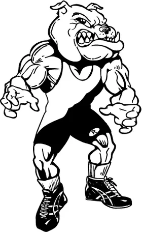 Wrestling Bulldog Mascot Decal / Sticker