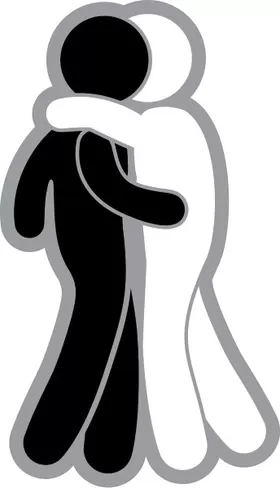 Black Man and White Man Hugging Decal / Sticker 02