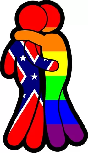 z Confederate Flag and LGBT Flag Hugging Decal / Sticker 04