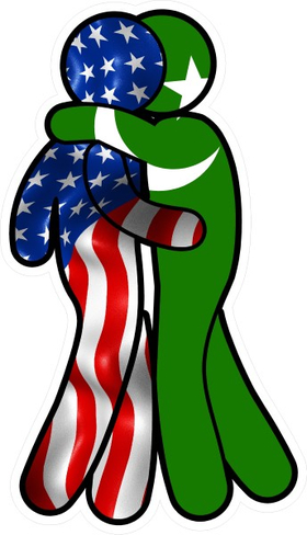 American Flag and Muslim Flag Hugging Decal / Sticker 08