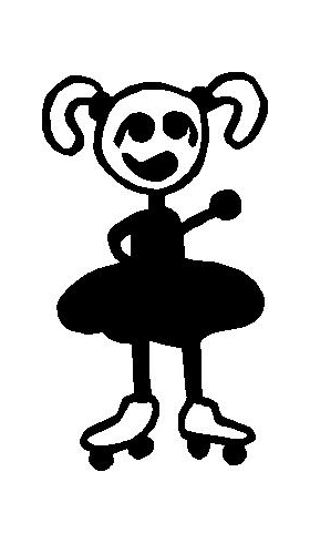 Roller Skate Girl Stick Figure Decal / Sticker