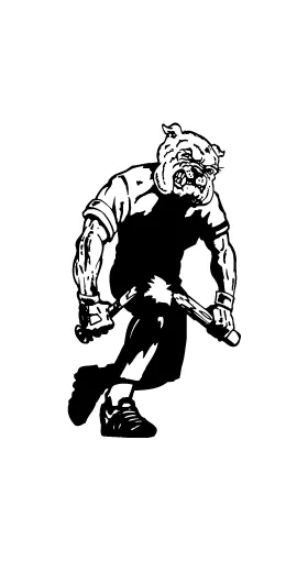 Broken Baseball Bat Bulldog Mascot Decal / Sticker