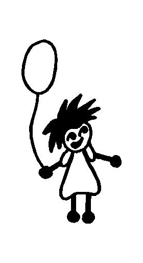 Balloon Girl Stick Figure Decal / Sticker 01