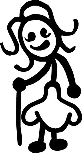 Old Woman with Cane Stick Figure Decal / Sticker 02