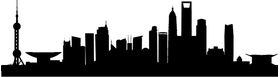 Shanghai Skyline Silhouette Decal / Sticker 01