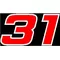 31 Race Number 2 Color Hemihead Font Decal / Sticker
