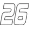 26 Race Number Outline Decal / Sticker