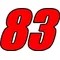 83 Race Number 2 Color Impact Font Decal / Sticker