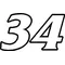 34 Race Number Decal / Sticker OUTLINE