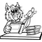 Bobcat Studying Mascot Decal / Sticker