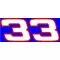 33 Race Number 2 Color Hemihead Font Decal / Sticker