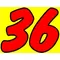 36 Race Number 2 Color Impact Font Decal / Sticker