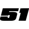 51 Race Number Hemihead Font Decal / Sticker