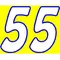 55 Race Number 2 Color Hemihead Font Decal / Sticker