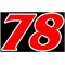 78 Race Number 2 Color Impact Font Decal / Sticker