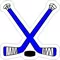 Blue Crossed Hockey Sticks and Puck Decal / Sticker