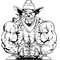 Weightlifting Cowboys Mascot Decal / Sticker