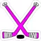 Pink Crossed Hockey Sticks and Puck Decal / Sticker